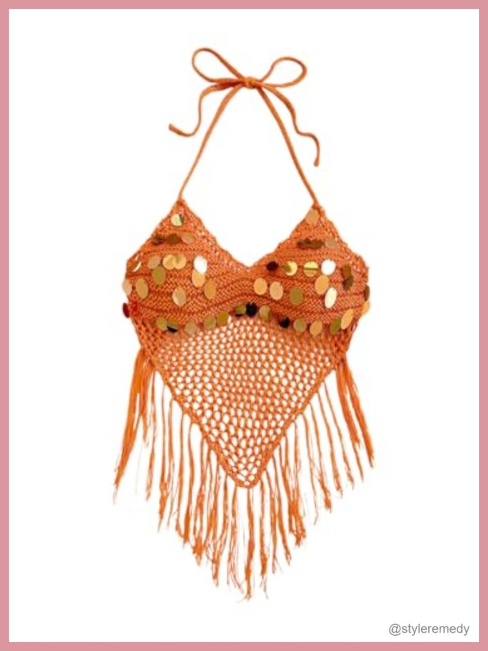 SweatyRocks Sequin Hollow Out Crochet Halter Crop Top Boho Tie Backless